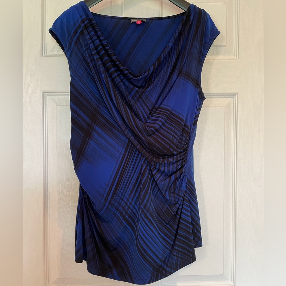 Vince Top Blue/Black Sleeveless